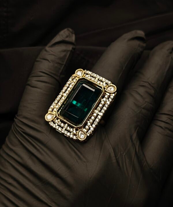 Emerald-Green Rectangular Statement Ring