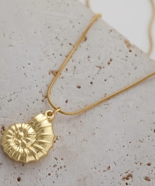 Golden Spiral Shell Pendant