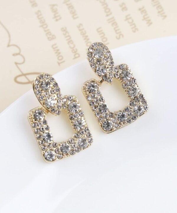 Luxury Crystal Square Drop Earrings – Gold Plated