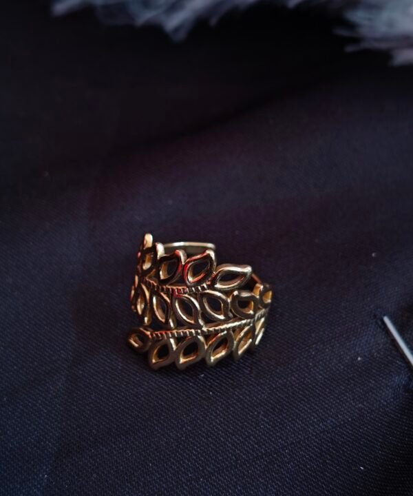 Gold Leaf Design Adjustable Ring