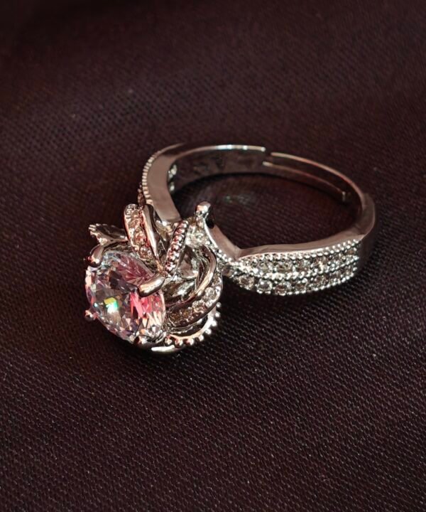 Luxury Crystal Flower Adjustable Ring