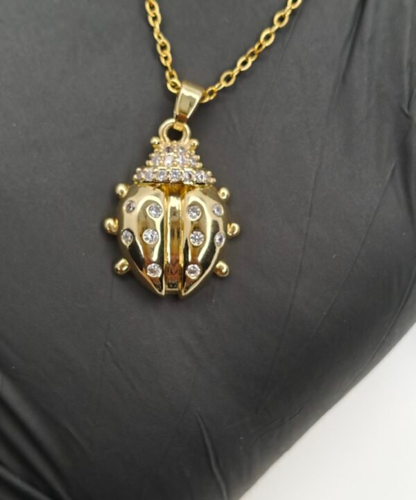 Gold-Tone Crystal Ladybug Pendant Necklace