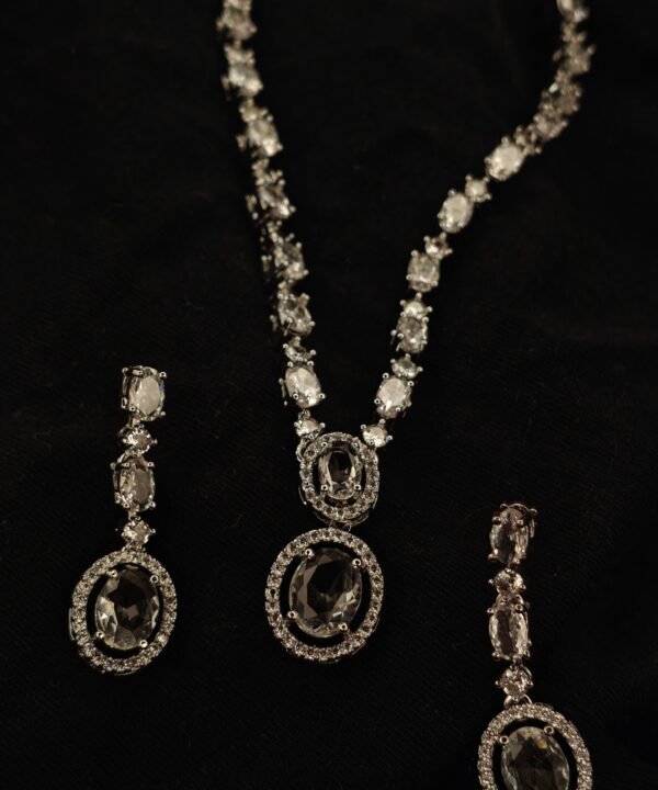 Elegant Smoky Crystal Jewelry Set