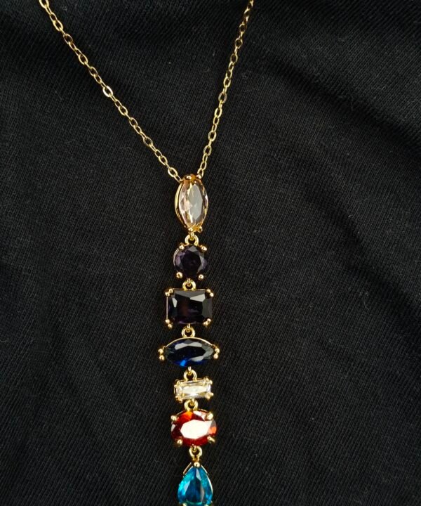 Multicolor Gemstone Drop Pendant Necklace