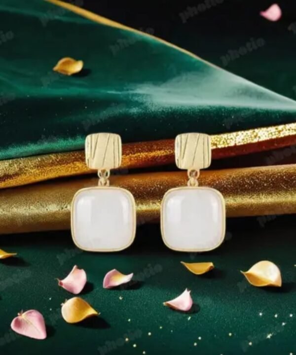 Elegant White Stone Gold-Plated Drop Earrings