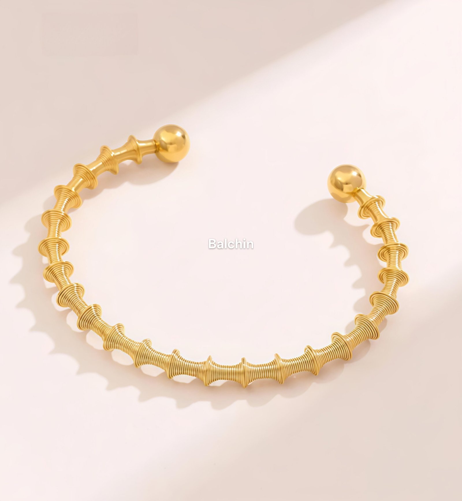 Sculpted Gold Textured Bangle - Image 6