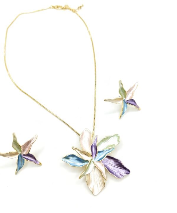 Pastel Flower Necklace & Earrings Set