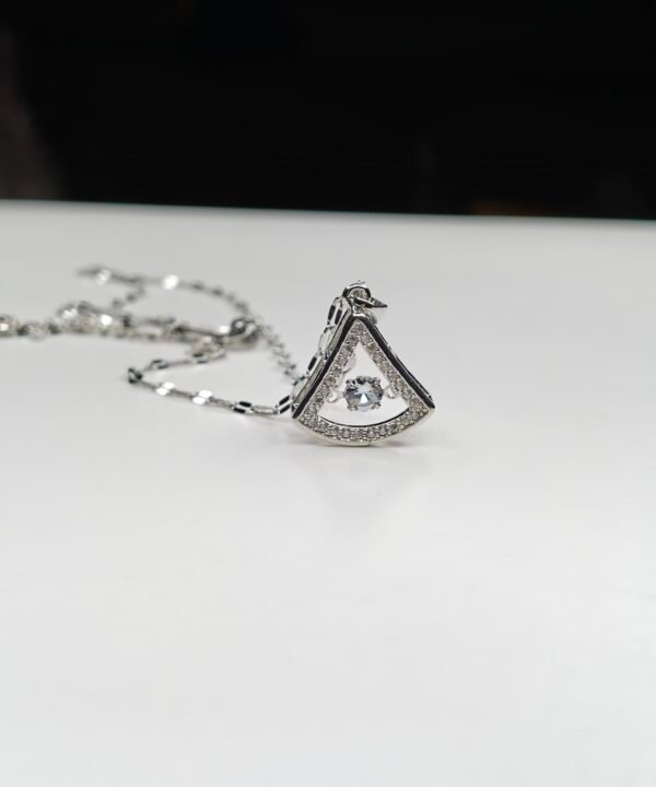 Elegant Silver-Tone Triangle Crystal Pendant Necklace