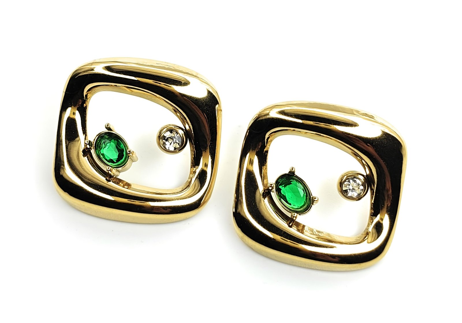 Modern Luxe Emerald Frame Earrings - Image 6