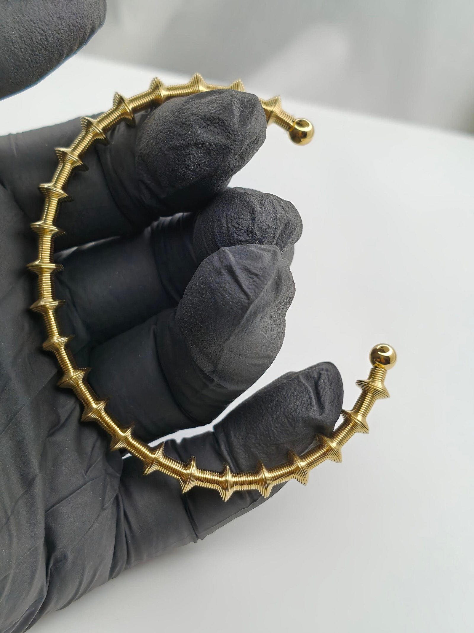 Sculpted Gold Textured Bangle - Image 2
