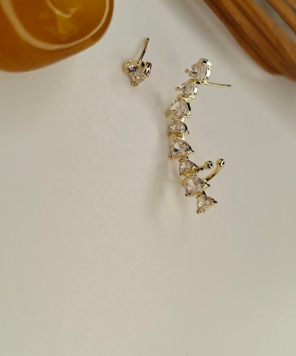 Elegant Gold Crystal Ear Climber Earrings