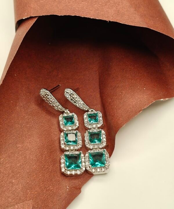 Emerald Green Triple Drop Crystal Earrings