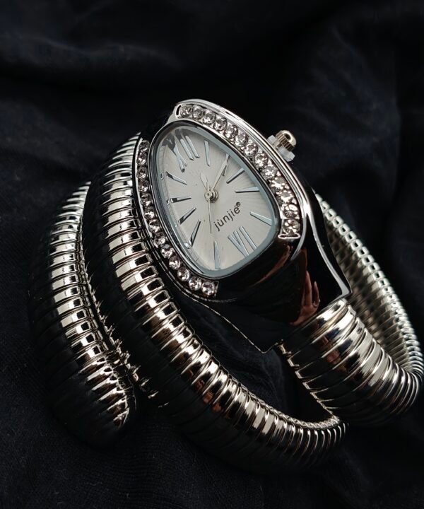 Silver Snake Style Wrap Bracelet Watch