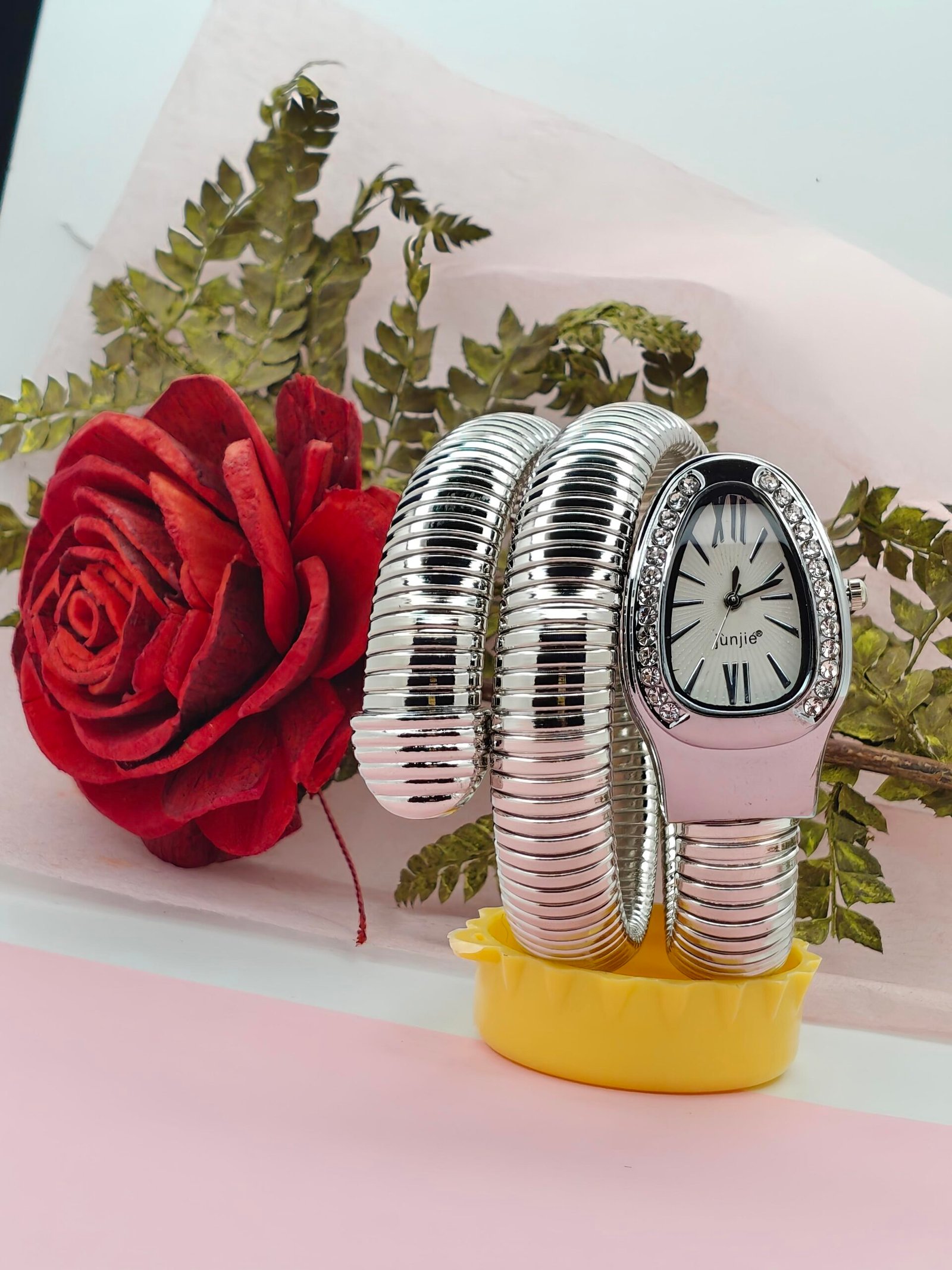 Silver Snake Style Wrap Bracelet Watch - Image 3