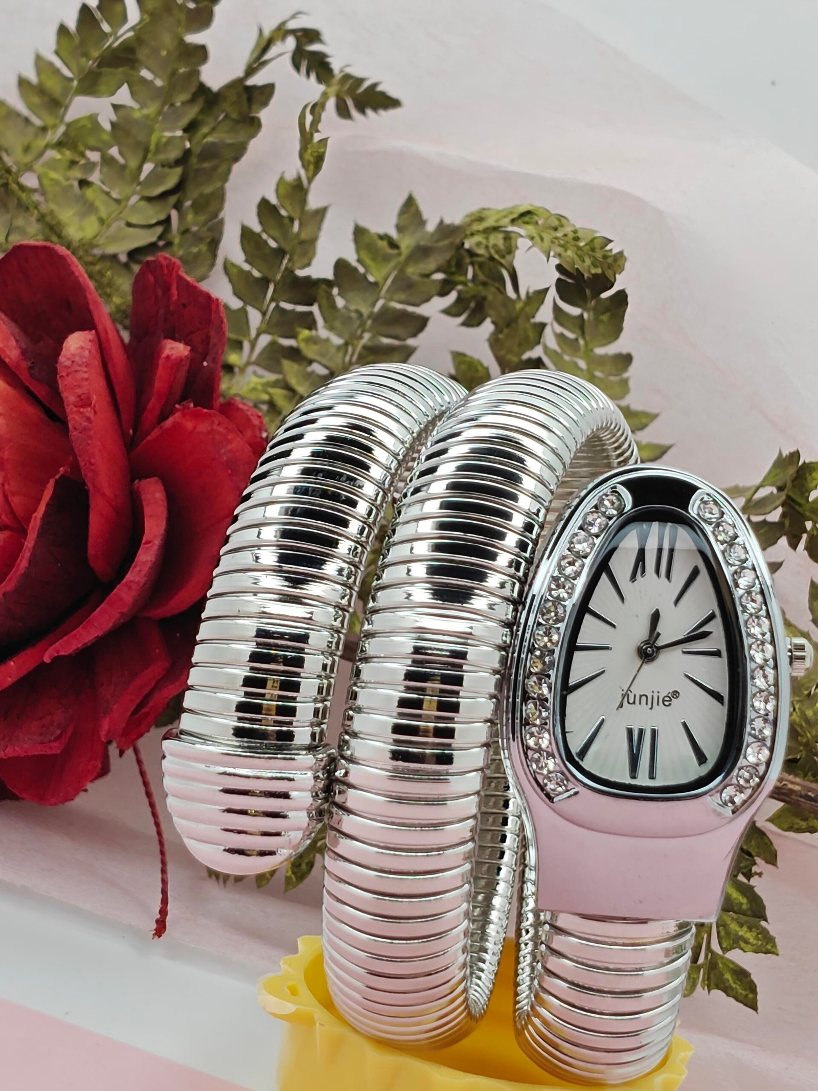 Silver Snake Style Wrap Bracelet Watch - Image 5