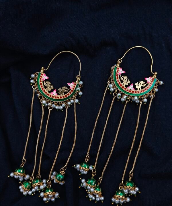 Traditional Chandbali Earrings with Pearl Drops