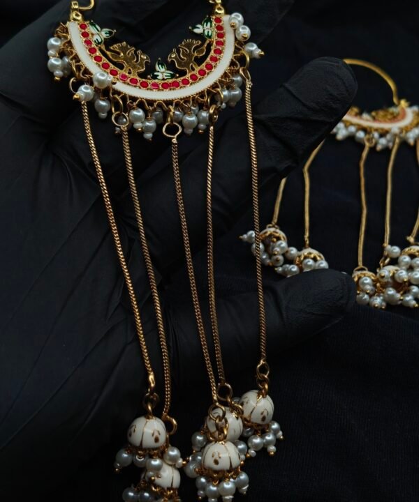 Traditional Chandbali Earrings with Pearl Drops